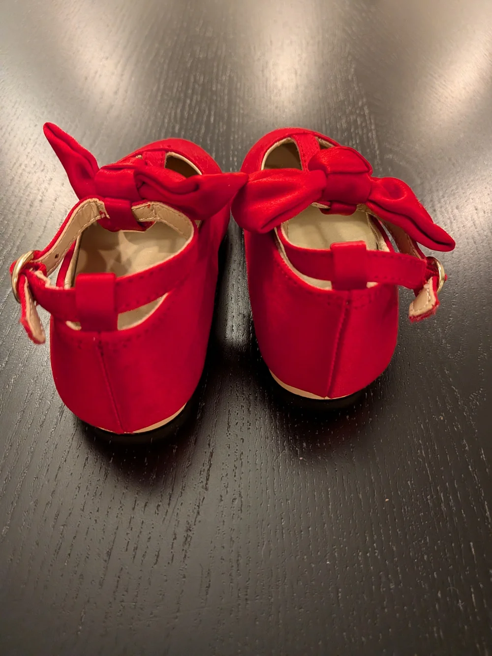 Janie and Jack Girls Red Bow T-Strap Dress Shoes